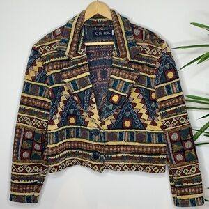 To Die For || 100% Cotton Vintage Cropped Woven Tapestry Southwestern Jacket S